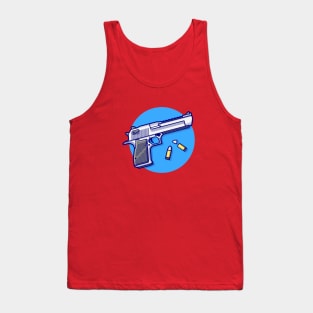 Pistol Gun with Bullets Cartoon Vector Icon Illustration Tank Top